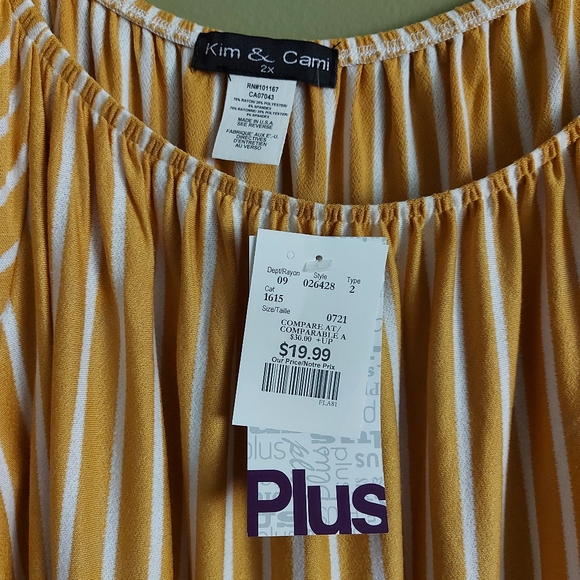 NWT Yellow Stipped Blouse - Picture 3 of 3